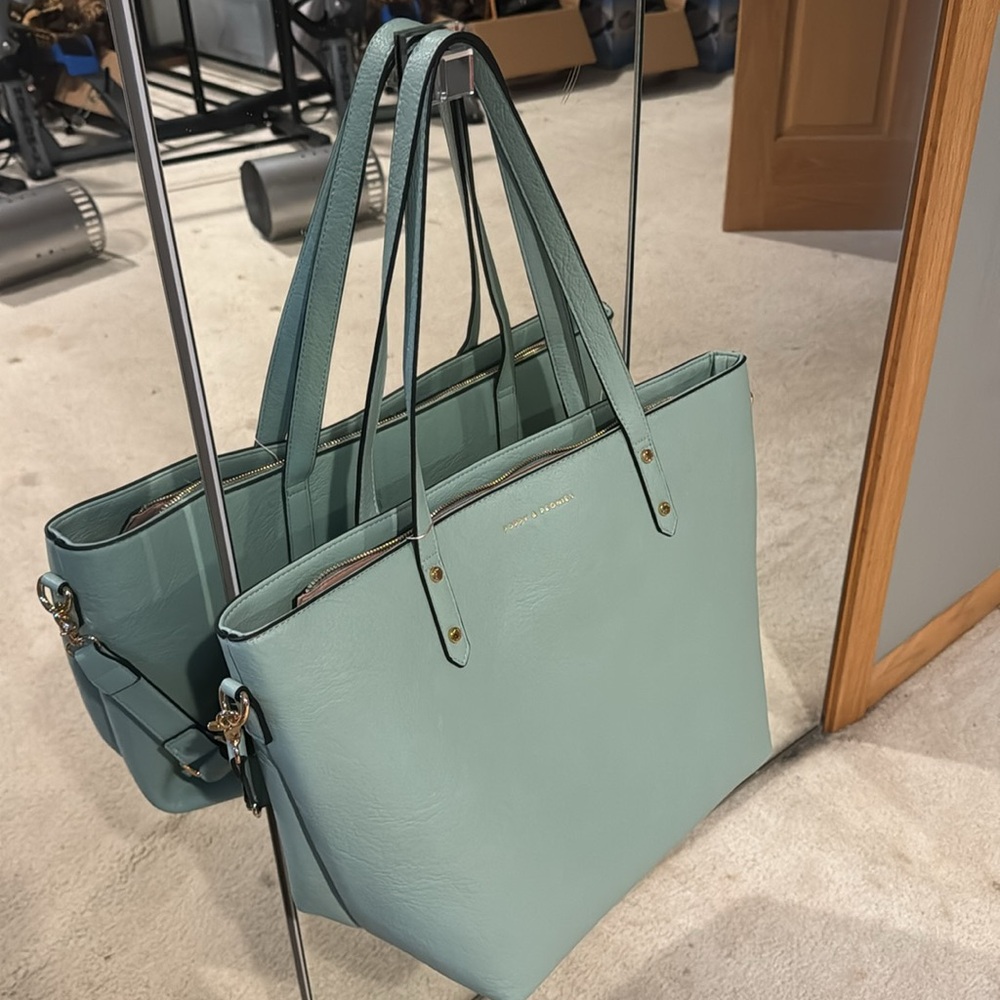 Poppy & Peonies Mint Green Tote Bag